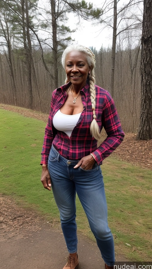 related ai porn images free for Muscular Abs Milf Dark Skin 80s Braided White Hair Lumberjack Jeans