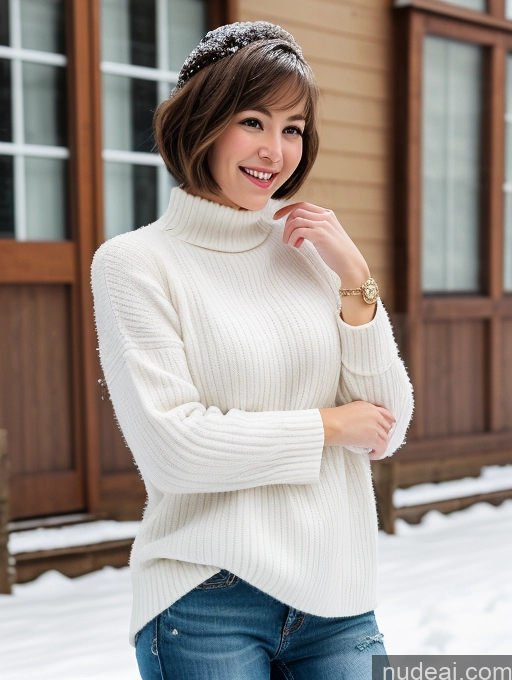 related ai porn images free for One Small Tits Small Ass Perfect Body Fairer Skin 20s Happy Woman Brunette Short Hair Asian Blouse Boots Casual Jewelry Snow Close-up View