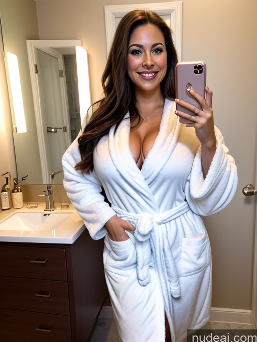 related ai porn images free for Busty Big Ass Big Hips Woman 20s Happy Brunette Long Hair Native American Mirror Selfie Bathroom Front View Bathrobe Bright Lighting Wine Detailed