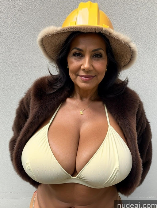 related ai porn images free for Milf One Busty Huge Boobs Thick Tanned Skin 70s Front View Fur Jacket Microkini Thong Indian Construction Worker