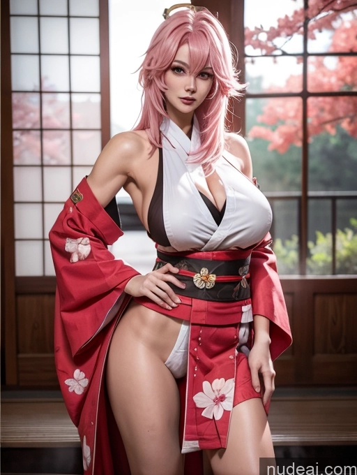 related ai porn images free for Yae Miko: Genshin Impact Cosplayers Huge Boobs Beautiful Muscular Abs Big Hips Long Legs Pubic Hair 30s Pink Hair Kimono