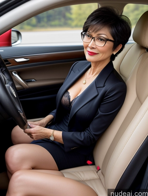 related ai porn images free for Milf Perfect Boobs Beautiful Glasses Perfect Body Short Hair Chinese Car Bra Jacket Professor Stylish Suit Cleavage Detailed Sexy Face 60s