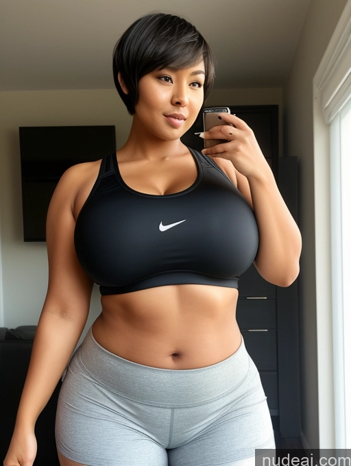 related ai porn images free for One Huge Boobs Big Ass Big Hips Abs Beautiful Tanned Skin 20s Short Hair Asian Front View Short Shorts Sports Bra Short Chubby Fat Dark Skin Woman