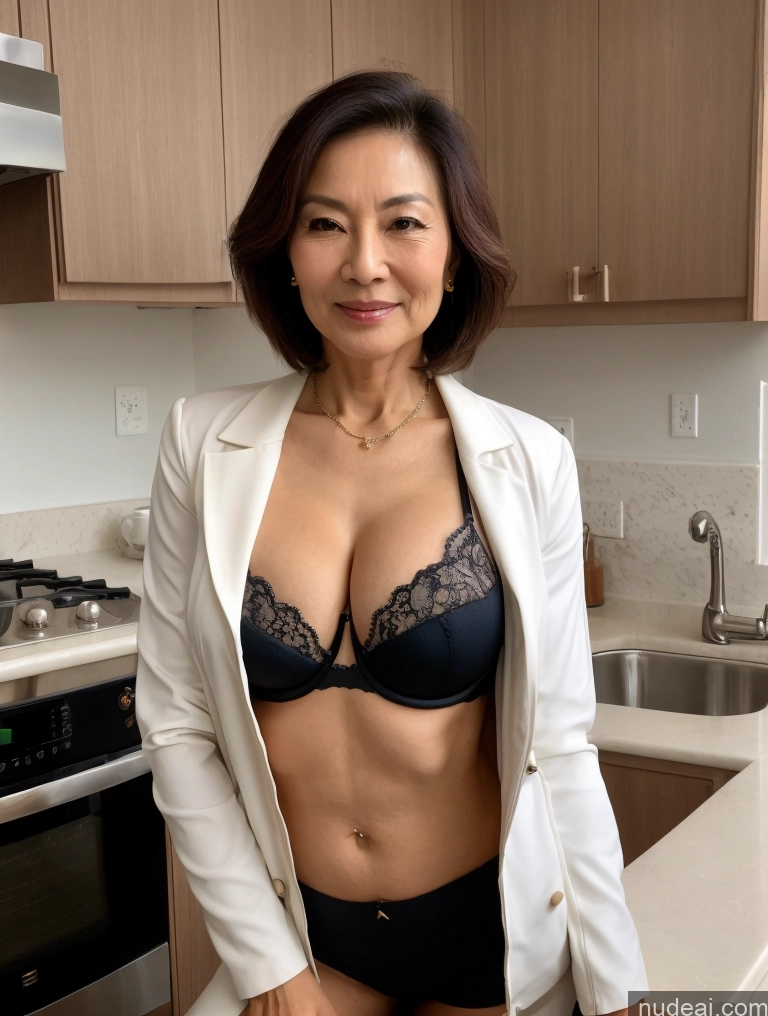 related ai porn images free for Milf Two Perfect Boobs Beautiful Perfect Body 70s Bobcut Chinese Kitchen Bra Jacket Professor Stylish Suit Cleavage Detailed Sexy Face