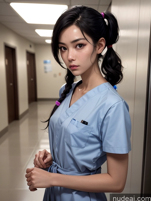 related ai porn images free for Asian Pigtails Black Hair Serious 20s Skinny Hospital Nurse