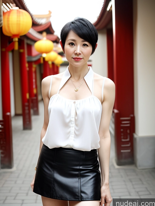 related ai porn images free for Fairer Skin Milf 40s Short Skinny Chinese Black Hair Pixie Mini Skirt