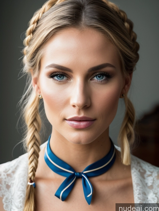 Miss Universe Model Perfect Body Violet Evergarden, Blonde Hair, Blue Eyes, Hair Ribbon, Ribbon, Short Hair, Braids, Hair Braids, Red Ribbon, Mature Female, 20s Sexy Face Brunette Long Hair Italian Surrealist Bedroom Close-up View Spreading Legs Wedding Traditional Bright Lighting