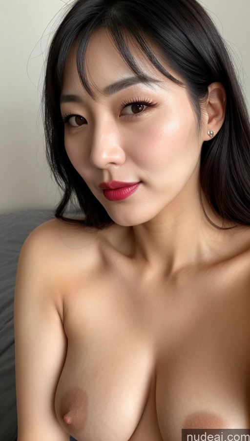 related ai porn images free for Woman One Beautiful Lipstick Black Hair Korean Close-up View 40s Perfect Boobs