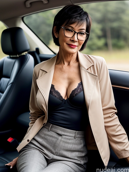 related ai porn images free for Milf Perfect Boobs Beautiful Glasses Perfect Body Short Hair 60s Chinese Car Bra Jacket Professor Stylish Suit Cleavage Dark Lighting Detailed Sexy Face