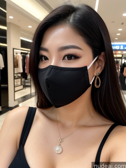 related ai porn images free for Woman One Perfect Boobs Beautiful Lipstick Black Hair Korean 20s Front View Face Mask Dark Lighting Mall Jewelry