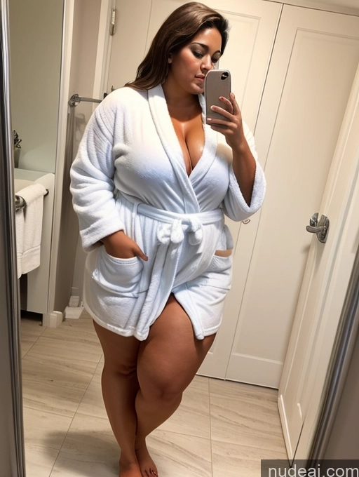 related ai porn images free for Woman Chubby Big Hips Tanned Skin Brunette Bathroom Bathrobe Mirror Selfie Huge Boobs Big Ass