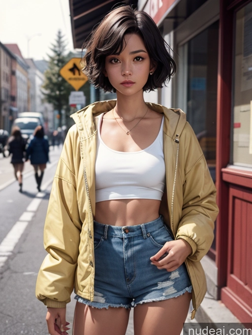 related ai porn images free for Sorority Beautiful Short Hair Street Parka Short Shorts Tanned Skin Short Topless Woman Breasts 90s