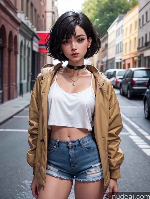 related ai porn images free for Sorority Beautiful Short Short Hair Tanned Skin 3d Street 90s Choker Parka Short Shorts Topless Woman Breasts