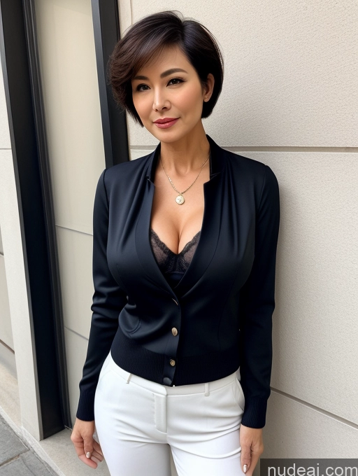 related ai porn images free for Milf Two Perfect Boobs Perfect Body Beautiful 70s Sexy Face Seductive Short Hair Chinese Blouse Bra Casual Suit Stylish Secretary Professor Jacket Sweater Cleavage Detailed