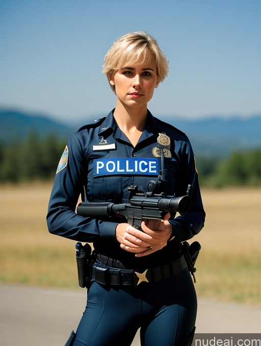 related ai porn images free for Woman Perfect Body 30s Serious Blonde Pixie Film Photo Front View Police German T-pose