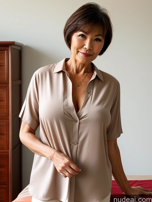 related ai porn images free for Milf 70s Chinese Bedroom Nude Blouse Tunic Shirt Casual Stylish Secretary Professor Detailed Perfect Boobs Perfect Body Pubic Hair Beautiful Seductive Sexy Face Short Hair