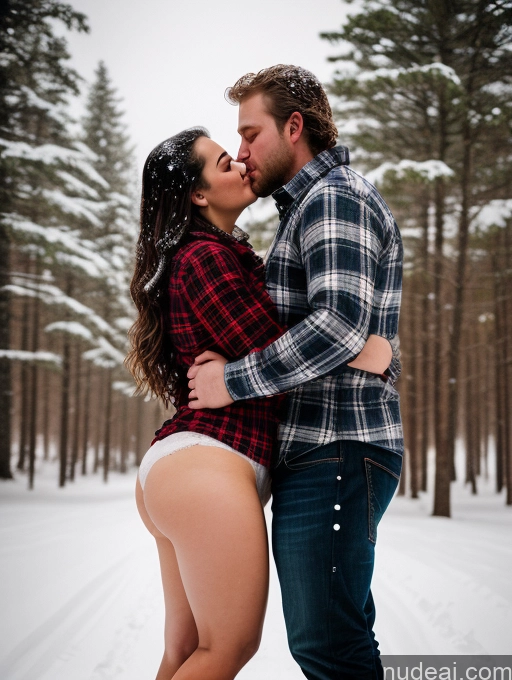 related ai porn images free for Woman + Man Two Busty Big Ass Chubby Big Hips 30s Brunette Messy Fairer Skin White Film Photo Snow Lumberjack Cleavage Dark Lighting Detailed Properkissing