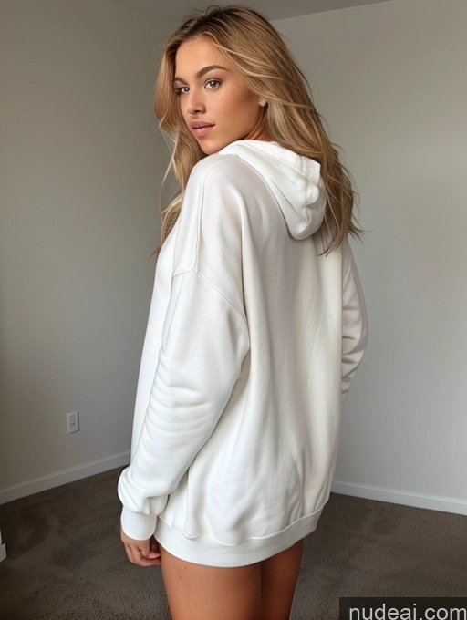 related ai porn images free for Woman Perfect Body Long Hair 18 Blonde White Oversized Sweater/Hoodie