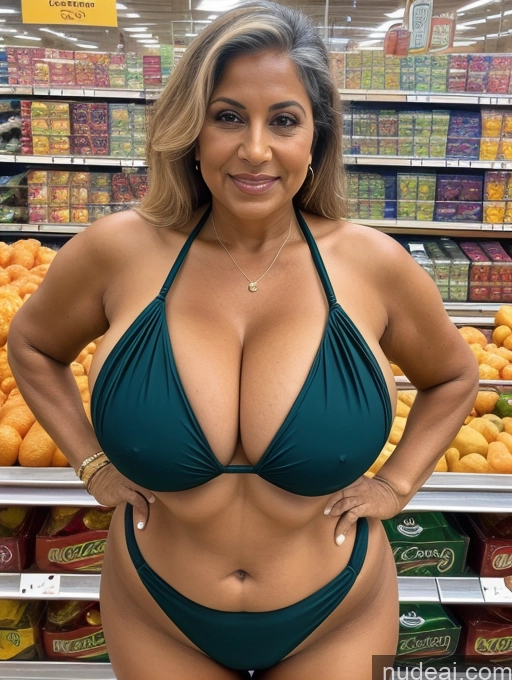 related ai porn images free for Milf One Busty Huge Boobs Thick Tanned Skin 80s Indian Front View Grocery Microkini Thong