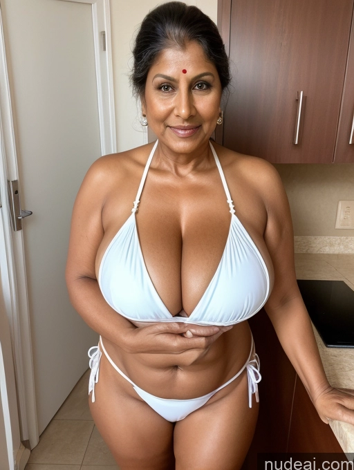 related ai porn images free for Milf One Busty Huge Boobs Thick Tanned Skin 60s Indian Front View Maid Microkini Thong