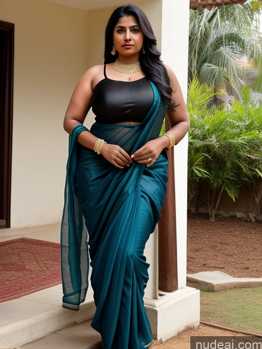 ai nude image of woman in a black top and blue sari standing on a porch pics of Milf Thick Big Hips Big Ass 18 Sad Black Hair Long Hair Indian Sari Pantyhose Busty Dark Skin