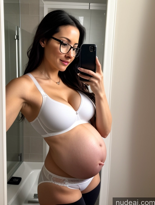 related ai porn images free for Woman One Perfect Boobs Glasses Pubic Hair Fairer Skin 30s Seductive Black Hair Straight German Bright Lighting Detailed Pregnant Front View Bra Yoga Pants Mirror Selfie Bathroom