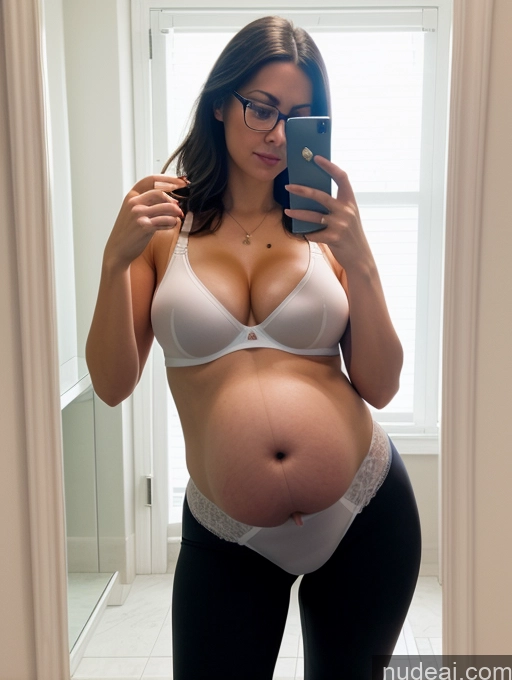 related ai porn images free for Woman One Perfect Boobs Glasses Pubic Hair Fairer Skin 30s Black Hair Straight German Bright Lighting Detailed Pregnant Front View Bra Yoga Pants Mirror Selfie Bathroom Serious