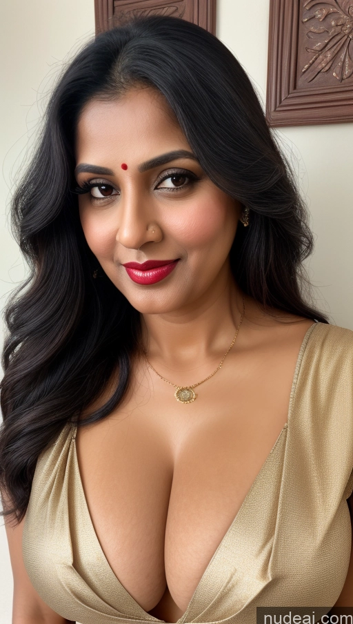 related ai porn images free for Woman One Beautiful Close-up View Lipstick Black Hair 40s Busty Indian Perfect Boobs Blouse Sari Cleavage