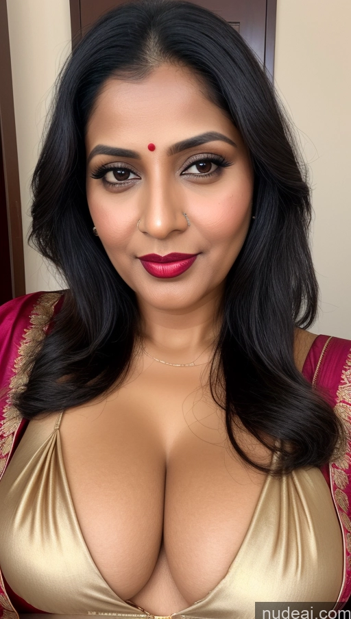 related ai porn images free for Woman One Beautiful Close-up View Detailed Slicked Lipstick 40s Indian Sari Cleavage Busty Perfect Boobs Black Hair