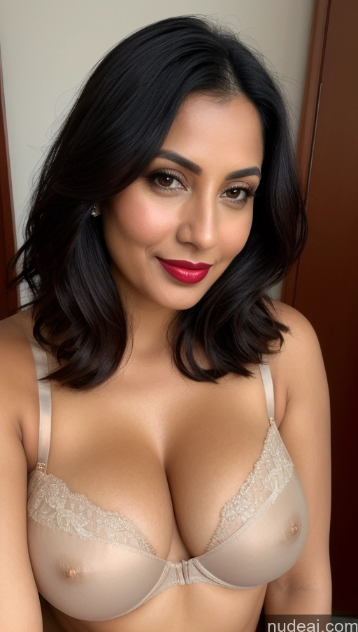 related ai porn images free for Woman One Lipstick 40s Sari Cleavage Busty Black Hair Beautiful Perfect Boobs Close-up View Slicked Bra Topless