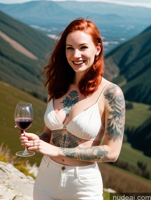 related ai porn images free for Woman Tattoos Fairer Skin 30s Happy Ginger Vintage Mountains Military Wine