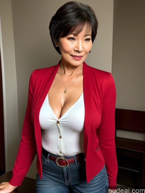 related ai porn images free for Milf Perfect Boobs Perfect Body Beautiful 70s Seductive Sexy Face Pixie Chinese Stylish Secretary Professor Jacket Jeans Blouse Sweater Cleavage Detailed Party Dark Lighting