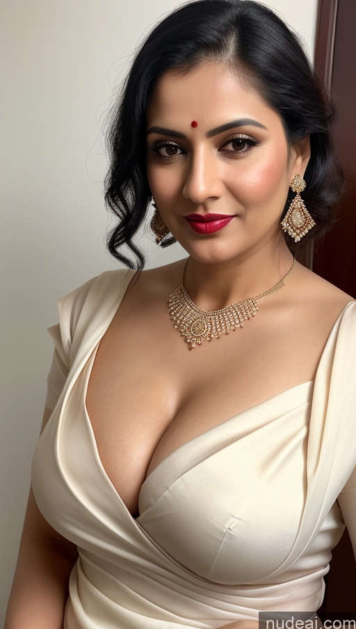 related ai porn images free for Woman One Lipstick 40s Sari Cleavage Busty Black Hair Beautiful Perfect Boobs Close-up View Detailed Simple Indian Fairer Skin Slicked Blouse