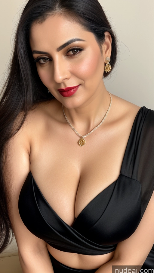 related ai porn images free for Woman One Lipstick 40s Sari Cleavage Busty Black Hair Beautiful Perfect Boobs Close-up View Detailed Simple Indian Fairer Skin Slicked Blouse