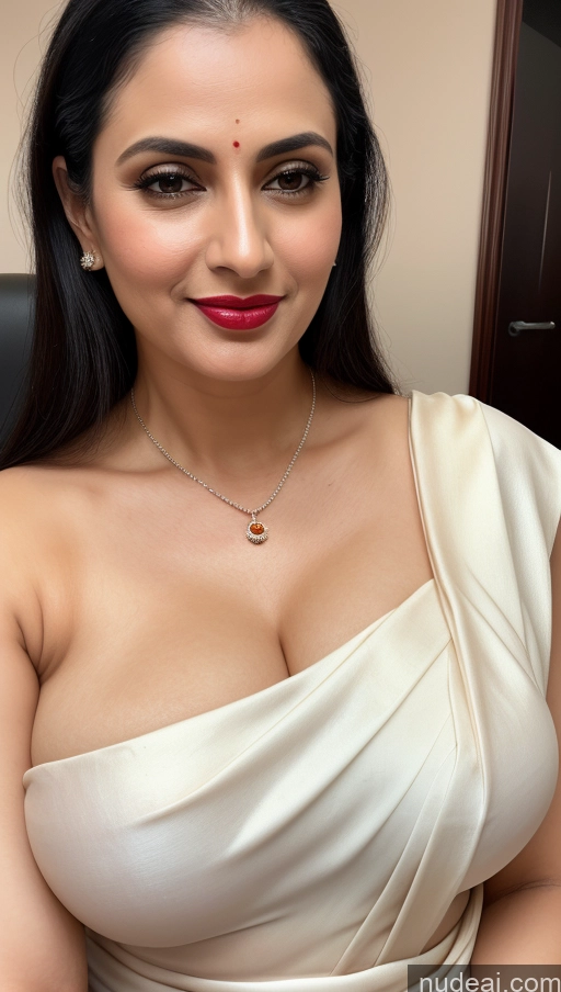 related ai porn images free for Woman One Lipstick 40s Sari Cleavage Busty Black Hair Beautiful Perfect Boobs Close-up View Detailed Simple Indian Fairer Skin Slicked Blouse