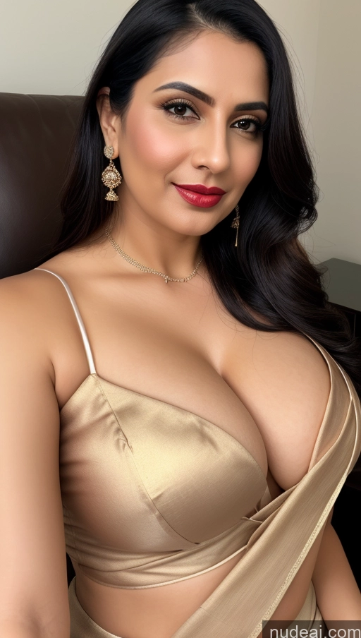 related ai porn images free for Woman One Lipstick 40s Sari Cleavage Busty Black Hair Beautiful Perfect Boobs Close-up View Detailed Simple Indian Fairer Skin Slicked Blouse Thick