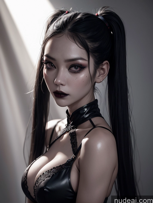 related ai porn images free for Chinese Goth Short Busty Serious Seductive Dark Fantasy Pigtails Front View