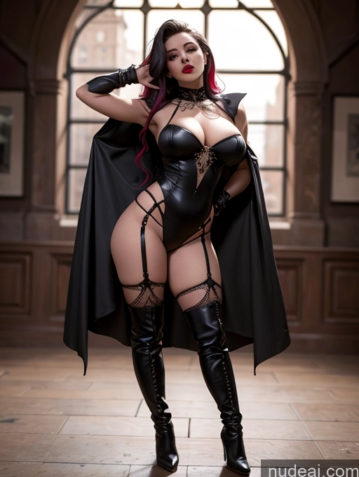 ai nude image of araffe dressed in a black leather outfit and a cape pics of Vampire Short Chubby Busty Boots Middle Eastern