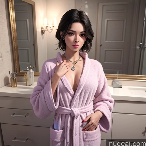 related ai porn images free for Detailed Bathrobe 3d French Black Hair One Jewelry 20s Woman Short Bathroom