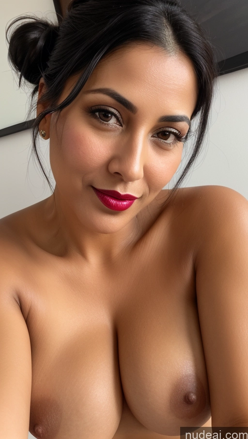 related ai porn images free for Woman One Lipstick 40s Busty Black Hair Perfect Boobs Close-up View Beautiful Indian Hair Bun Simple Detailed