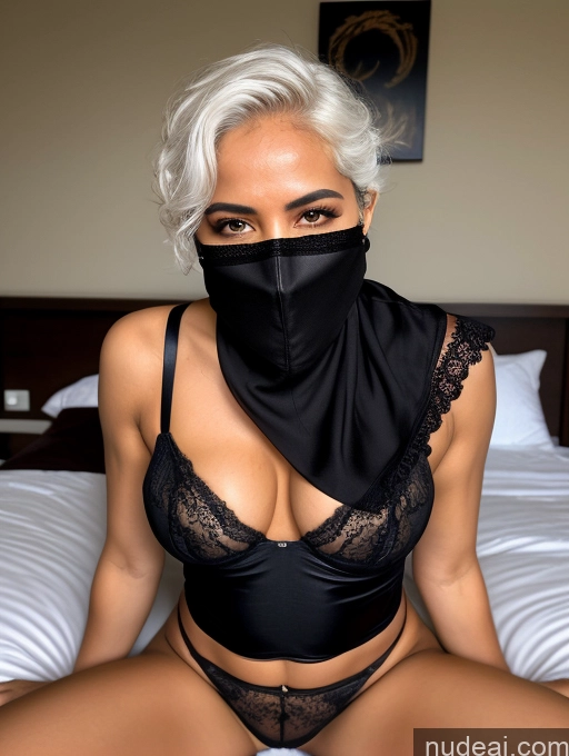 related ai porn images free for Lingerie Model One 30s Abs Laughing Ahegao Sexy Face White Hair Messy Black Hell Close-up View Niqab