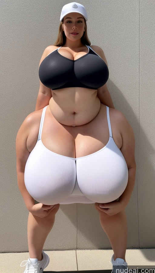 ai nude image of araffe woman in a white hat and black bra top posing for a picture pics of Huge Boobs Busty Beautiful Big Ass Thick Big Hips Perfect Body Fairer Skin Perfect Boobs Sports Hat Sports Bra Cleavage