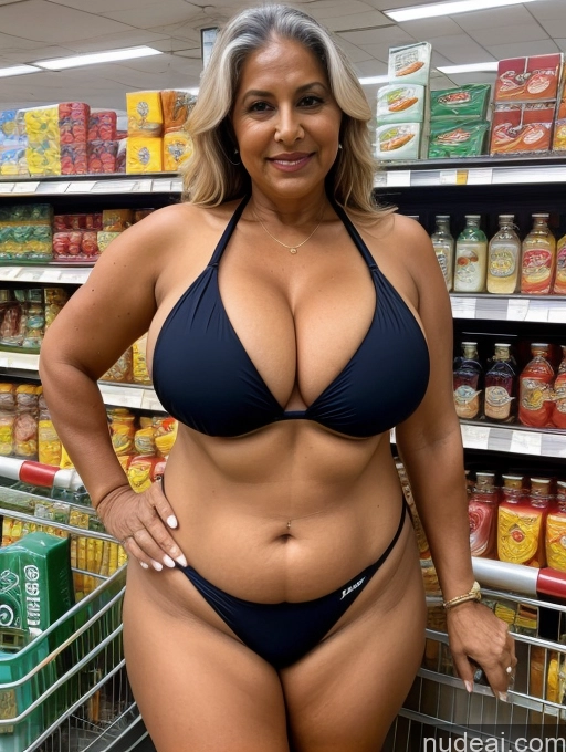 related ai porn images free for Milf One Busty Huge Boobs Thick Tanned Skin Indian Front View Microkini Thong Grocery 80s