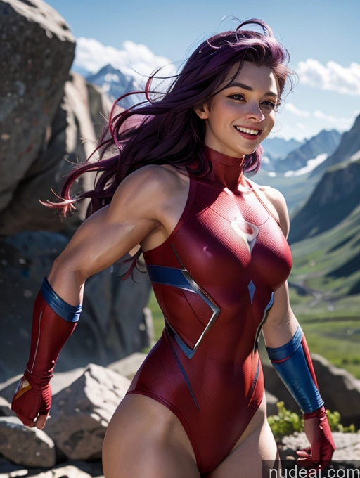 related ai porn images free for Muscular Superhero Mountains Purple Hair Happy 18