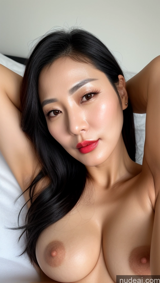 related ai porn images free for Woman One Beautiful Lipstick Black Hair Slicked Close-up View Korean Detailed Perfect Boobs 40s