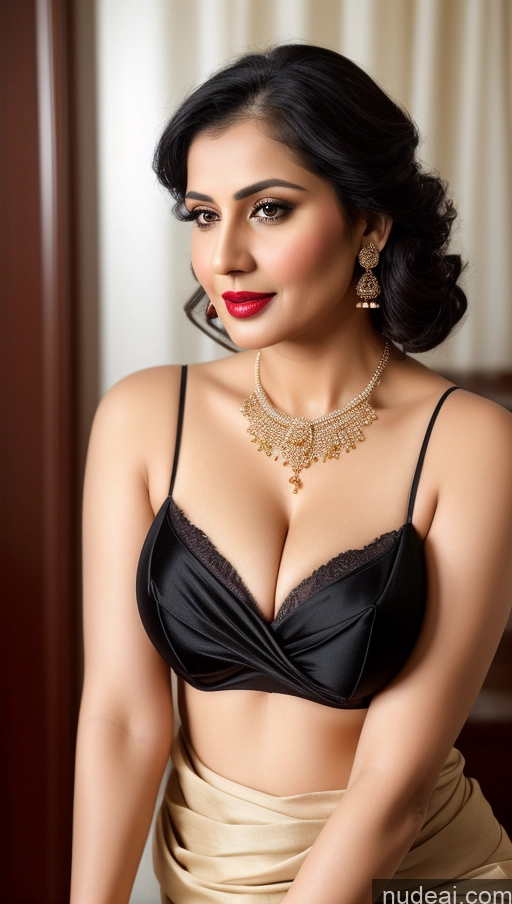 related ai porn images free for Woman One Beautiful Lipstick Black Hair Close-up View Detailed 40s Sari Cleavage Simple Busty Perfect Boobs Fairer Skin