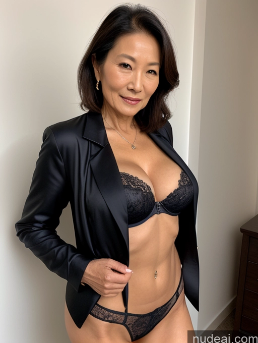 related ai porn images free for Milf Perfect Boobs Beautiful Perfect Body 70s Chinese Blouse Bra Jacket Professor Stylish Suit Cleavage Partially Nude Dark Lighting Detailed