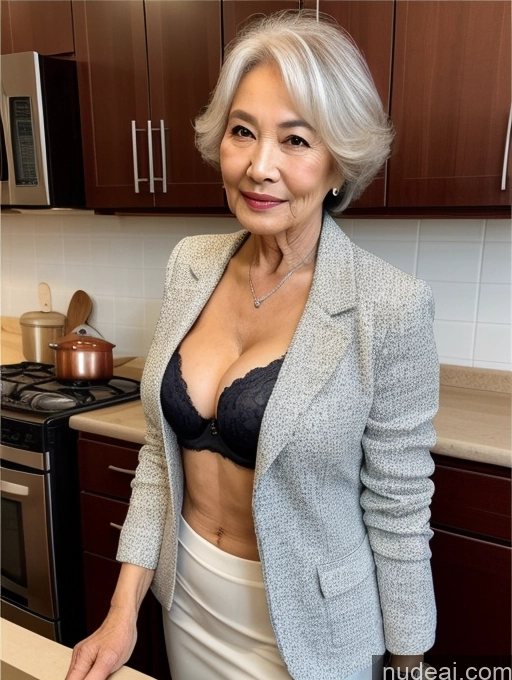 related ai porn images free for Milf Two Perfect Boobs Beautiful Perfect Body 80s Bobcut Chinese Kitchen Bra Jacket Professor Stylish Suit Cleavage Detailed Sexy Face