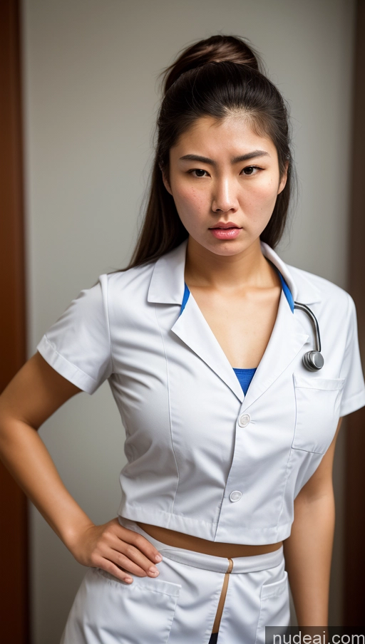 ai nude image of arafed woman in a white uniform with a stethoscope pics of Athlete Perfect Boobs Big Hips Perfect Body 18 Angry Serious Skin Detail (beta) Chinese Doctor Waitress