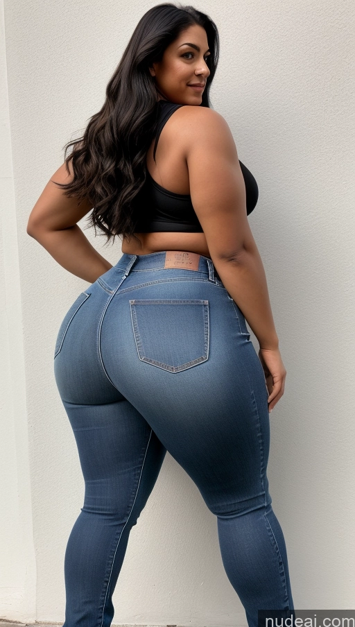 ai nude image of a close up of a woman in jeans leaning against a wall pics of Athlete Big Ass Big Hips Jeans Long Hair